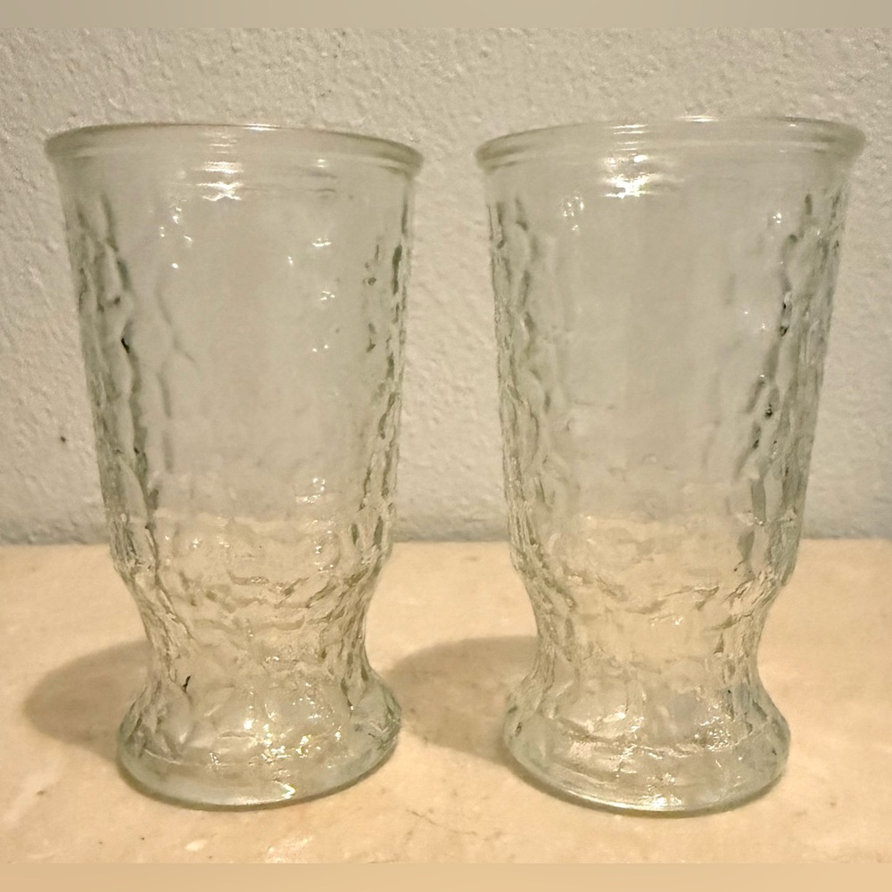 2 textured MCM, Vintage juice or wine glasses. 3oz. 4”H